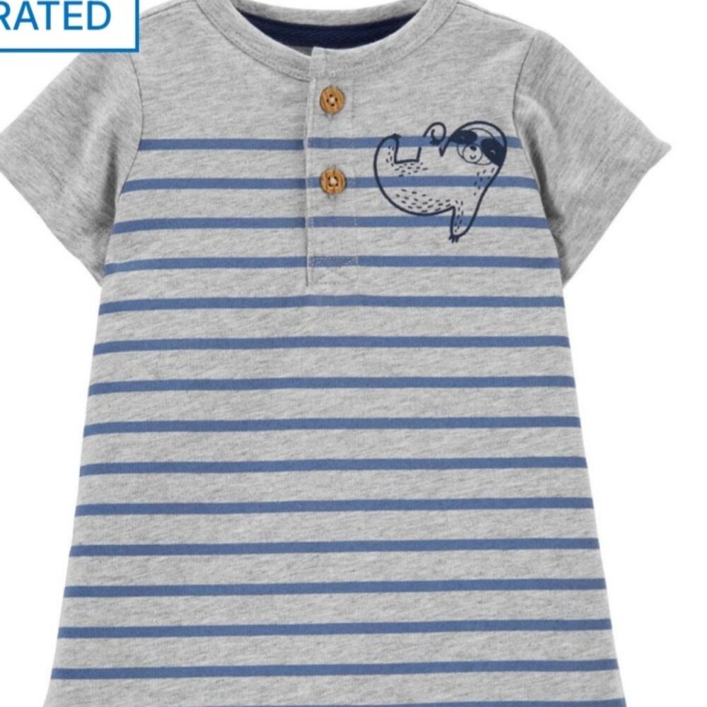 Baby Boy Carter's Striped Henley Romper Size 3 Mos NWT